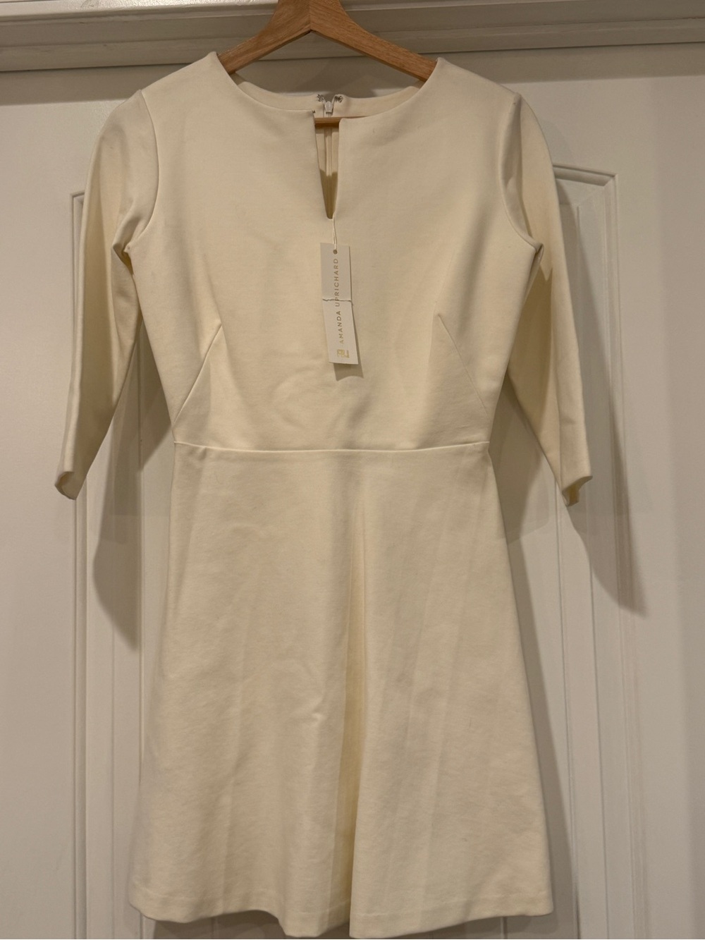 Amanda Uprichard Ivory 3/4-Sleeve A-Line Dress